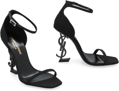 Shop Saint Laurent Opyum Satin Sandals In Black