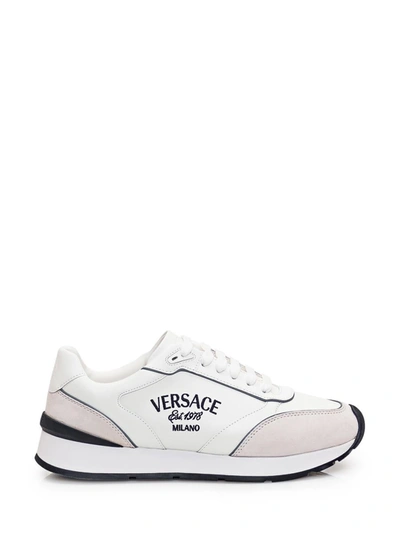 Shop Versace Sneaker Milano Runner In White