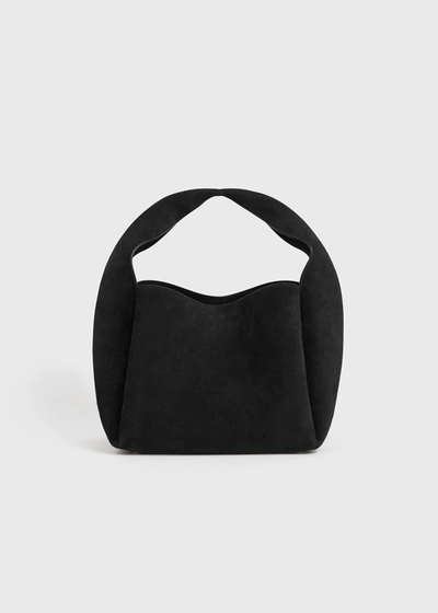 Shop Totême Bucket Bag Black Suede