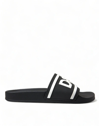 Shop Dolce & Gabbana Black Rubber Sandals Slippers Beachwear Men Shoes