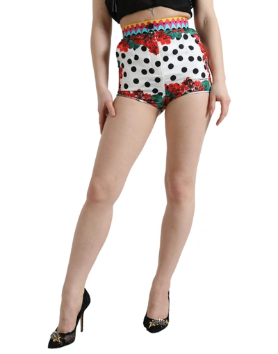 Shop Dolce & Gabbana Multicolor Floral Polka Dot Hot Pants Shorts