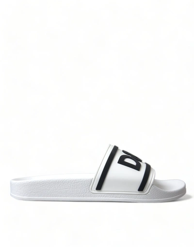 Shop Dolce & Gabbana White Rubber Sandals Slippers Beachwear Men Shoes