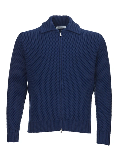 Shop Gran Sasso Wool Blu Sweater With Zip
