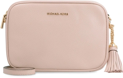 Shop Michael Michael Kors Michael Kors Jet Set Leather Camera Bag In Pale Pink