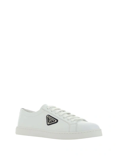 Shop Prada Sneakers In Bianco+nero