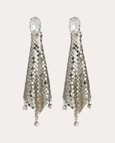 Shop Rabanne Women's Crystal Mesh Drop Earrings In Silver/crystal