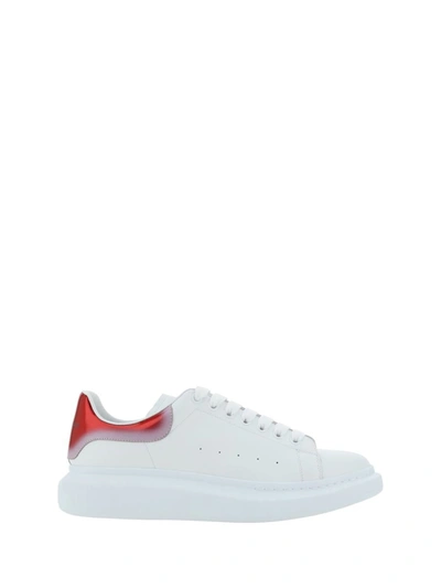 Shop Alexander Mcqueen Sneakers In White/ruby Red/silver