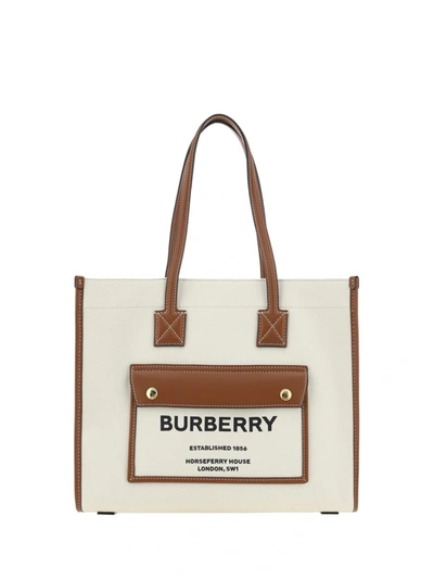 Shop Burberry Shoulder Bags In Natural/tan