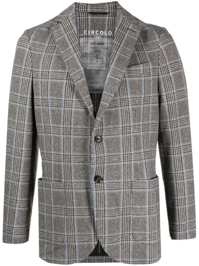 Shop Circolo 1901 Single-breasted Checked Cotton Jacket In Black