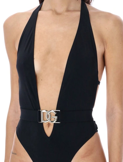 Shop Dolce & Gabbana One-piece Swimsuit In Black