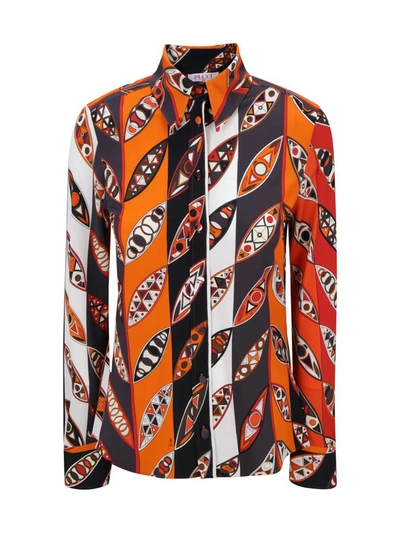 Shop Pucci Shirts In Arancio/rosso