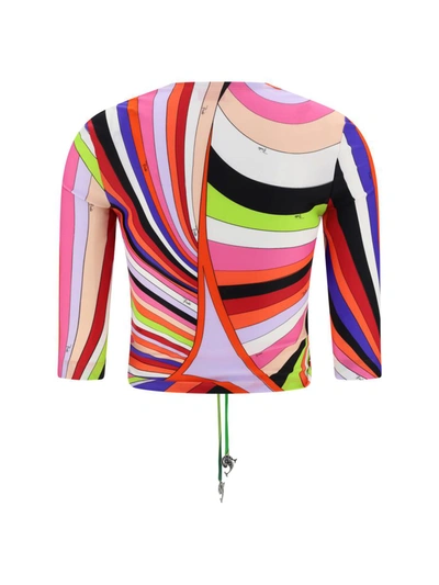 Pucci Wave-print Cropped Top In Arancio/rosa