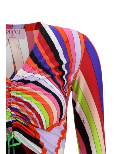 Pucci Wave-print Cropped Top In Arancio/rosa