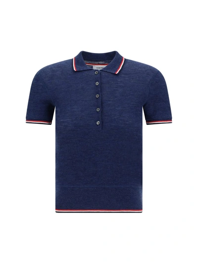 Shop Thom Browne Polo Shirts In Dark Blue