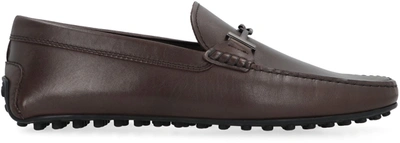 Tod's City Gommino Leather Loafers In Brown