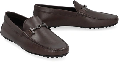 Tod's City Gommino Leather Loafers In Brown