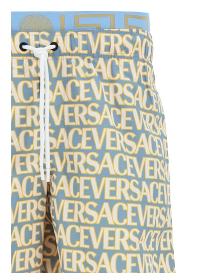 Shop Versace Swimwear In Azzurro+avorio