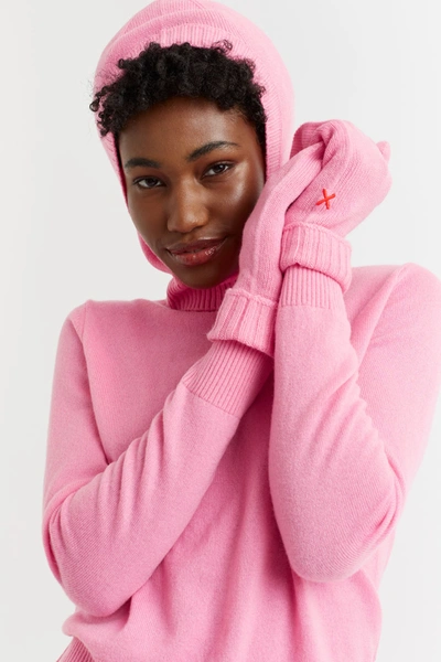 Shop Chinti & Parker Uk Flamingo-pink Wool-cashmere Mittens