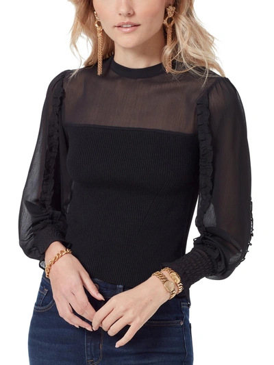 Shop Sam Edelman Womens Ruffles Keyhole Pullover Top In Black