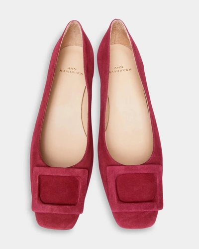 Shop Ann Mashburn Women's Buckle Shoe In Deep Red Suede In Multi