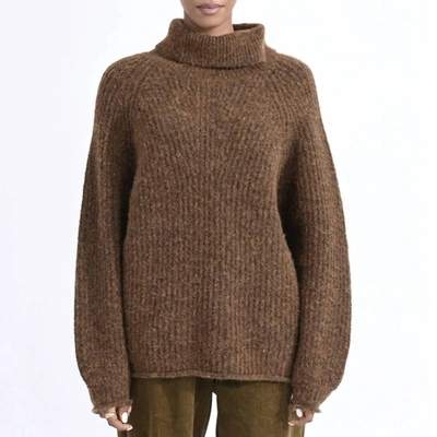 Shop Molly Bracken Knitted Turtle Neck Sweater In Brown