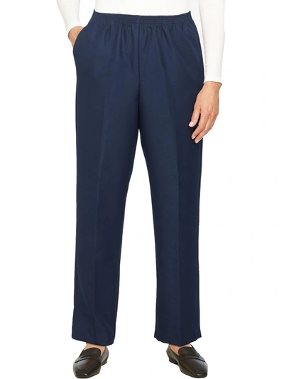 Shop Alfred Dunner Plus Womens Stretch Elastic-waist Straight Leg Pants In Blue