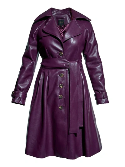 Shop As By Df Women's Darcy Recycled Leather Trench Coat In Plum Wine In Multi