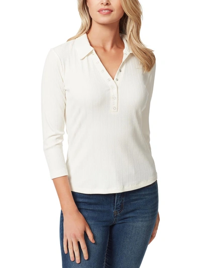 Shop Jessica Simpson Womens Collared Snaps Polo Top In White