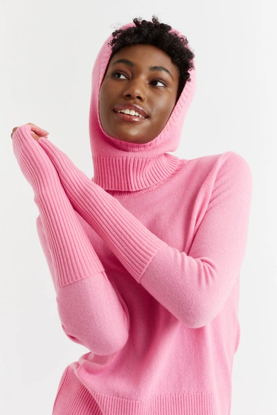 Shop Chinti & Parker Uk Flamingo-pink Wool-cashmere Ribbed Fingerless Gloves
