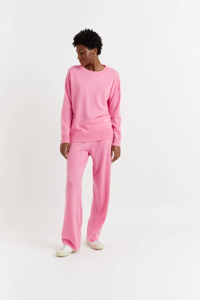 Shop Chinti & Parker Uk Flamingo-pink Wool-cashmere Wide-leg Track Pants