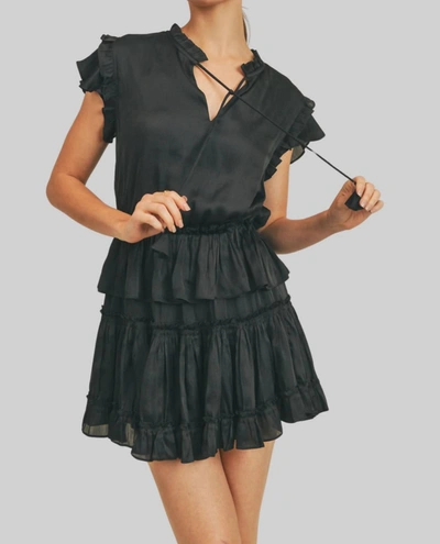 Shop Reset By Jane Short Sleeve Ruffle Dress In Black