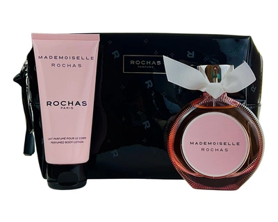 Shop Rochas Mademoiselle 3 Pc. Gift Set For Women Eau De Parfum Spr 3 oz + Toiletry Pouch + B/l 3.3 oz