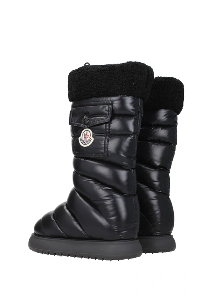 Gaia Quilted Nylon Pocket Snow Boots In Black