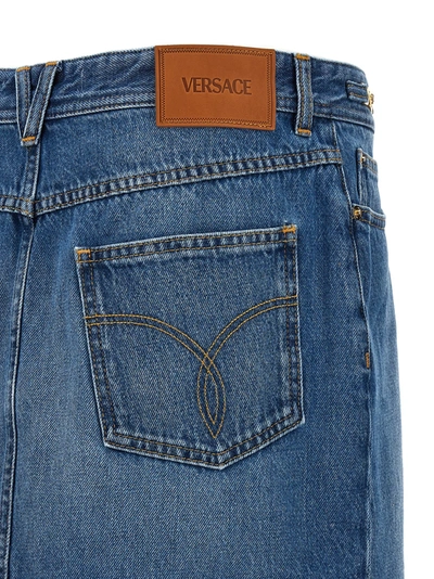 Shop Versace Denim Mini Skirt Skirts Blue