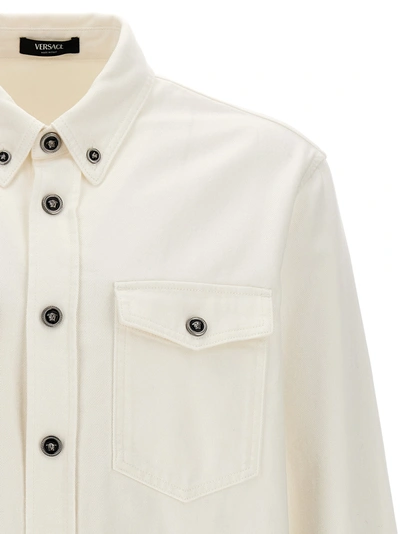 Shop Versace Denim Overshirt Shirt, Blouse White