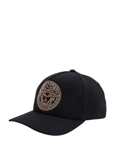 Shop Versace Cotton Hat With Iconic Frontal Medusa