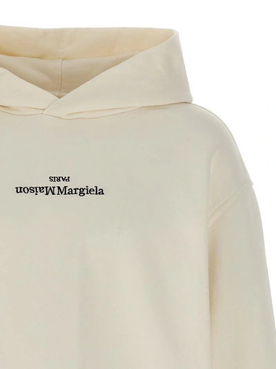 Shop Maison Margiela Logo Hoodie Sweatshirt White