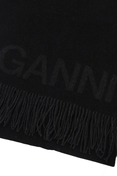 Shop Ganni Logo Lettering Scarf