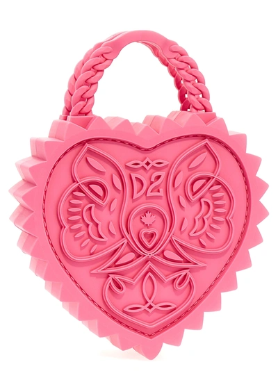 Shop Dsquared2 Open Your Heart Hand Bags Pink