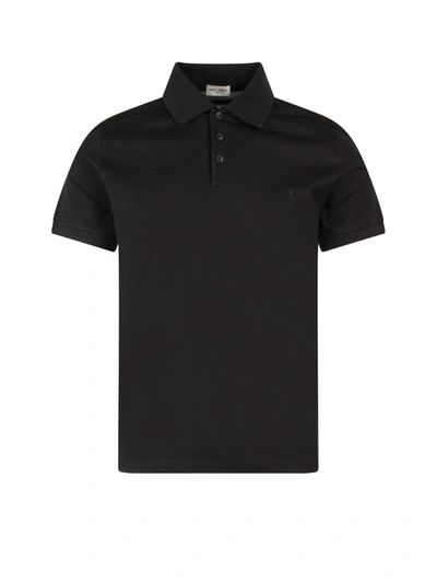 Shop Saint Laurent Piqué Organic Cotton Polo Shirt