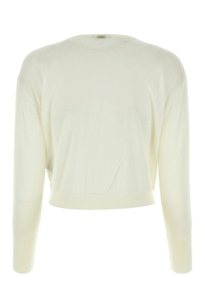 Shop Herno Woman Ivory Wool Sweater In White