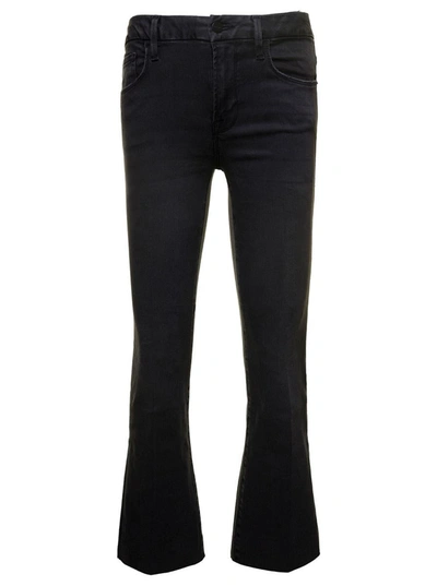 Shop Frame 'le Crop Mini Boot' Black Five-pocket Jeans In Stretch Cotton Denim Woman