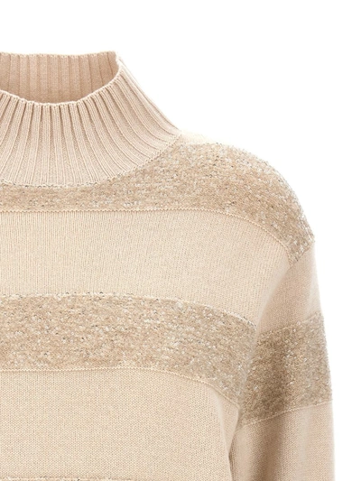 Shop Brunello Cucinelli Sequin Sweater In Beige