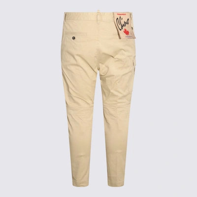 Shop Dsquared2 Beige Cotton Blend Cargo Trousers In Desert Tan