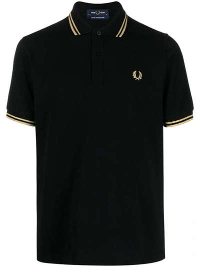 Shop Fred Perry Logo Cotton Polo Shirt In Black