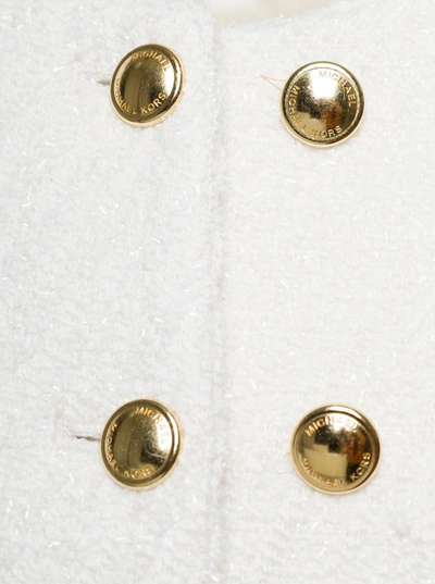 Shop Michael Michael Kors White Cropped Jacket With Golden Buttons In Tweed Woman