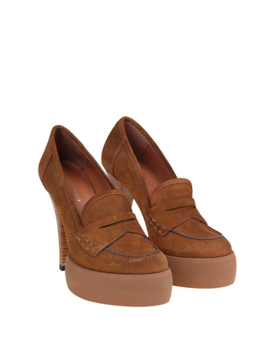 Shop Paloma Barceló Suede Moccasin In Walnut