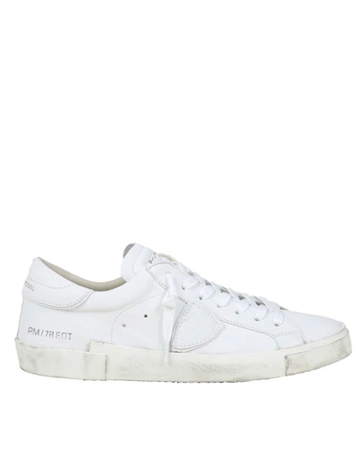 Shop Philippe Model High Sneakers In Laminated Leather In White