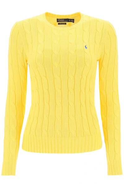 Shop Polo Ralph Lauren Cable Knit Cotton Sweater In Yellow