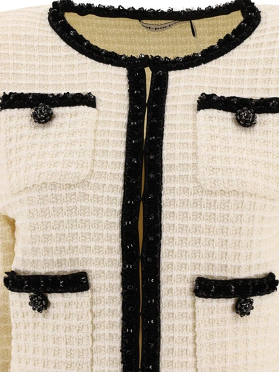 Shop Self-portrait Textured Knit Cardigan In Beige